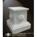 Hand Carved White Stone Pedestal With Flower Sculpture